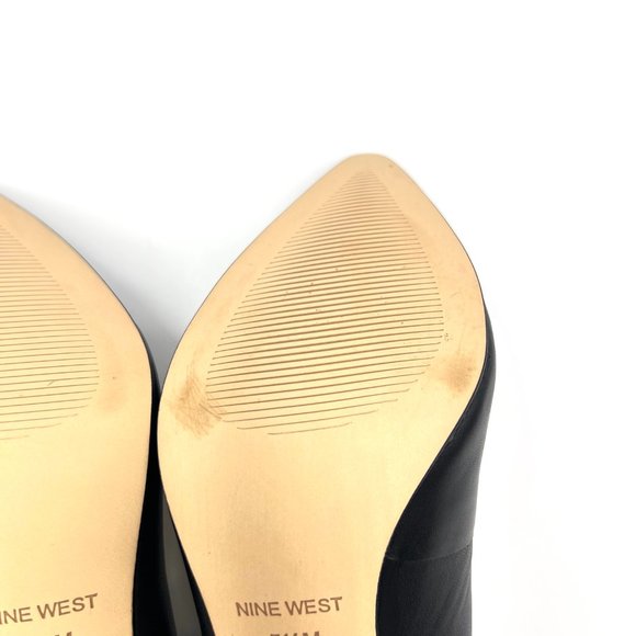 Nine West Womens Flax Black Leather Classic Point Toe Stiletto Heels Pumps Shoes - Picture 11 of 15